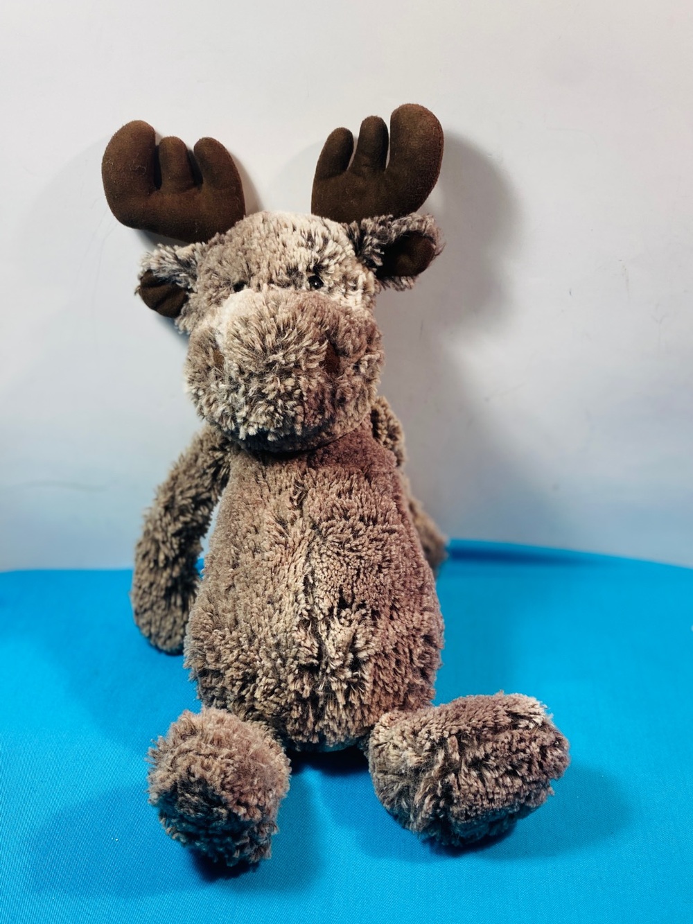 Jellycat Grey Plush Moose with Dark Antlers